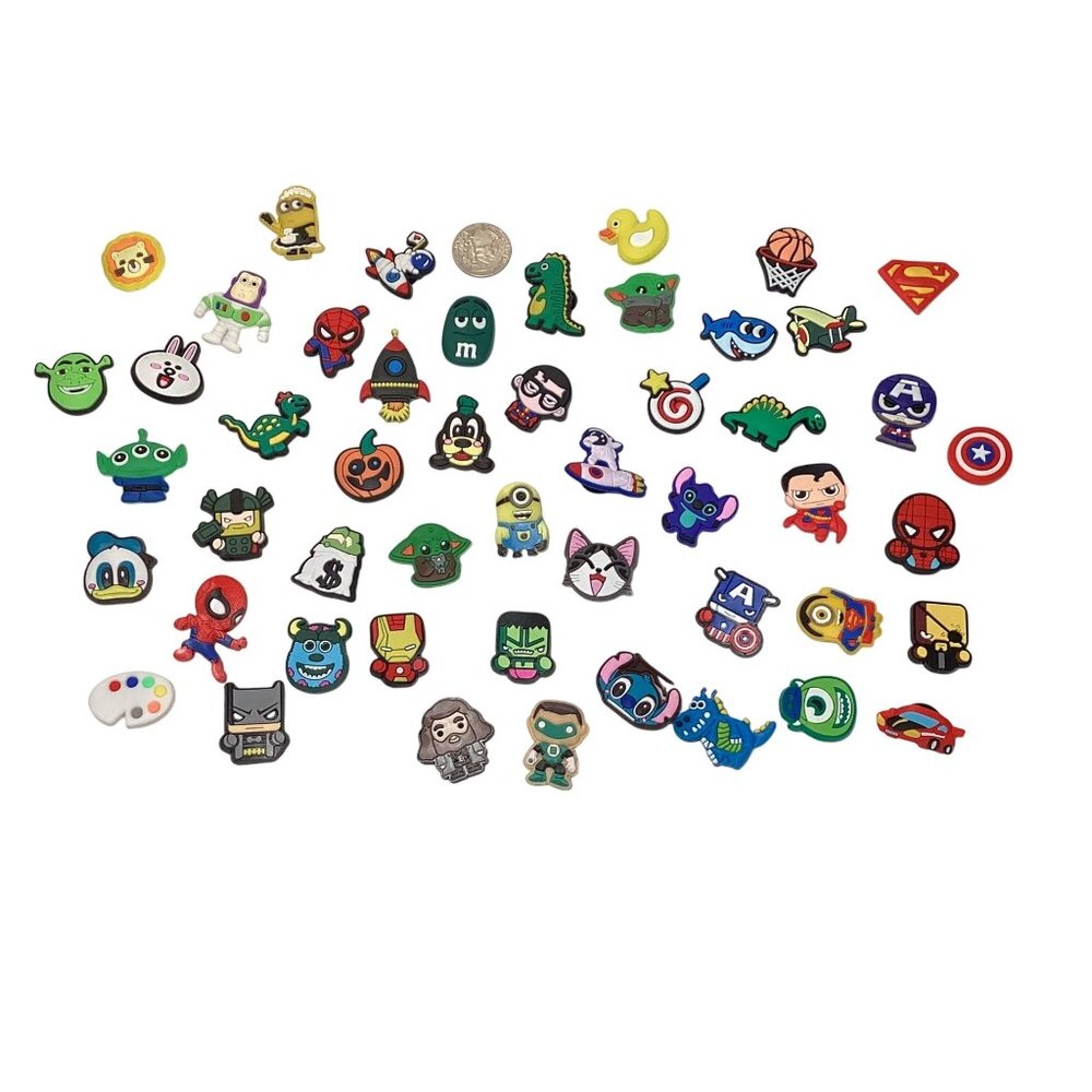50 pcs Shoe Charms Assorted Super Hero's and Icons for Cr-cs Sealed Pack NEW